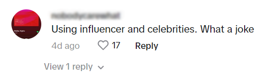 Comments about influencers