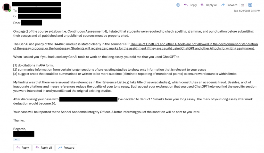 sanction punishment AI NTU